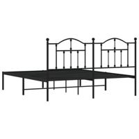Bedframe met hoofdbord metaal zwart 183x213 cm - thumbnail