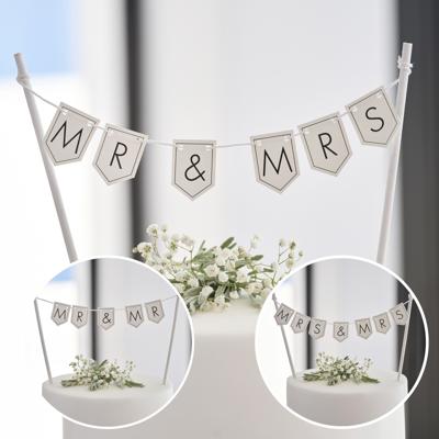 Ginger Ray taarttopper mr & mrs vlaggenlijn | 20 stuks