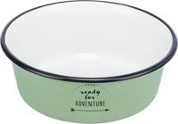 TRIXIE VOERBAK DRINKBAK EMAILLE / RVS GROEN 12X12 CM 300 ML - thumbnail