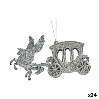 Kerstversiering Magische Koets Zilverkleurig Plastic Purpurine 15,5 x 8,5 x 4,5 cm (24 Stuks)