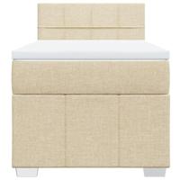 Boxspring met matras stof crèmekleurig 90x200 cm - thumbnail