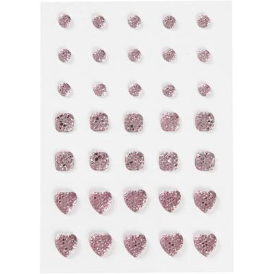 Vivi Gade Strasstenen, rond, vierkant, hart, afm 6+8+10 mm, roze, 35 stuk/ 1 doos