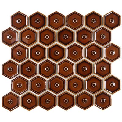 The Mosaic Factory Osiris Hertman Mozaïektegel - 5.1x5.9cm - wand en vloertegel - glans - creme caramel AFH-OH-13800