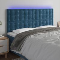Hoofdbord LED 180x5x118/128 cm fluweel donkerblauw - thumbnail