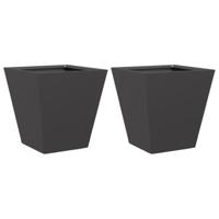 Plantenbakken 2 st 30x30x30 cm staal zwart - thumbnail