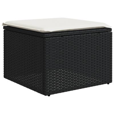 4-delige Loungeset met kussens poly rattan zwart - thumbnail