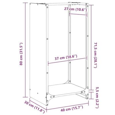 Brandhoutrek 40x30x80 cm koudgewalst staal antraciet