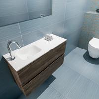 MONDIAZ ADA 80cm toiletmeubel dark brown. LEX wastafel talc links 1 kraangat - thumbnail