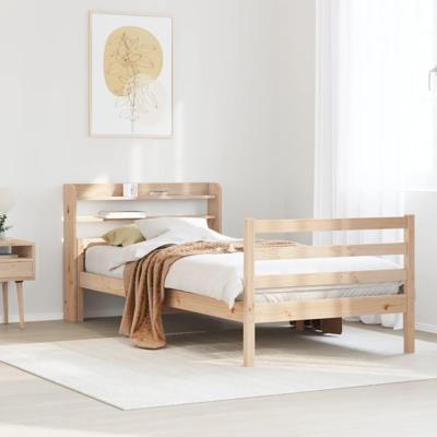 Bedframe met hoofdbord massief grenenhout 100x200 cm