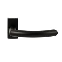 Hardbrass Deurkruk Helsinki op rechthoekig rozet - zwart - thumbnail