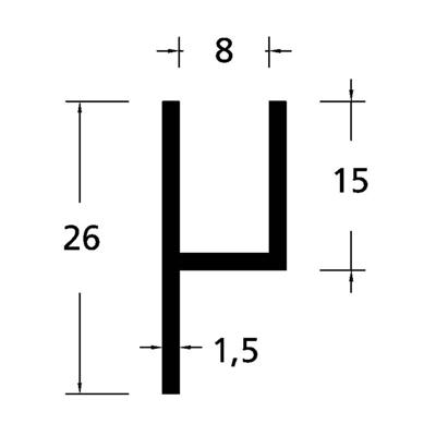 Roval stoeltjesprofiel - 26x11 mm - 2000 mm - geanodiseerd aluminium