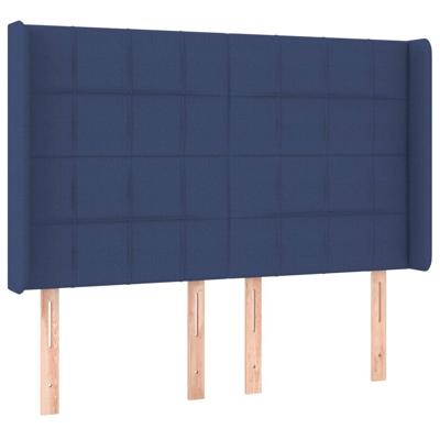 Hoofdbord met randen 147x16x118/128 cm stof blauw