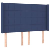 Hoofdbord met randen 147x16x118/128 cm stof blauw - thumbnail