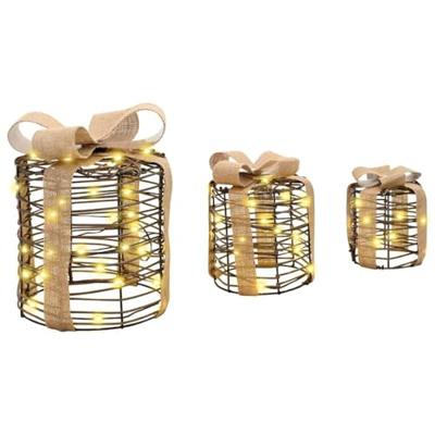 Cadeau Doos Decoratie 3 pcs Warmwit 12 cm 15 cm 20 cm Rattan
