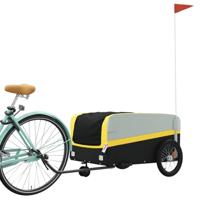 VidaXL Fietstrailer 45 kg ijzer zwart en geel - thumbnail