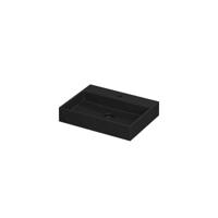 INK United Wastafel Porselein met 1 Kraangat incl. Porseleinen Click Plug en Verborgen Overloop Systeem - 600x450x110 mm - Mat Zwart - thumbnail