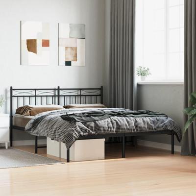 Bedframe met hoofdbord metaal zwart 160x200 cm Bedframe met hoofdbord metaal zwart 160x200 cm