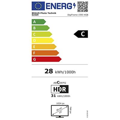 Braun Phototechnik DigiFrame 1593 4GB Digitale fotolijst 38.1 cm 15 inch Energielabel: C (A - G) 1024 x 768 Pixel 4 GB Zwart