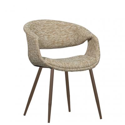 WOOOD Eetkamerstoel 'Yossi' Geweven stof, kleur Zand/Koper