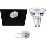 LED Spot Set - Pragmi Nivas Pro - GU10 Fitting - Inbouw Vierkant - Mat Zwart - Trimless - Kantelbaar - 150mm - Philips - CorePro 840 36D - 3W - Natuurlijk Wit 4000K - Dimbaar - thumbnail