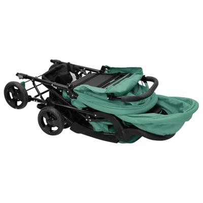 VidaXL Tweelingkinderwagen tandem staal groen