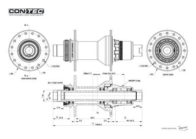 CONTEC achternaaf "core cl" ct cassette hub core cl 32l. 142mm hg CONTEC achternaaf "core cl" ct cassette hub core cl 32l. 142mm hg