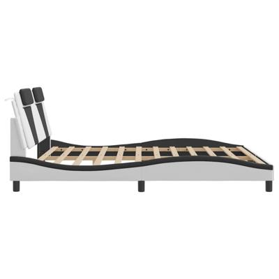 Bedframe met LED-verlichting kunstleer wit en zwart 180x200 cm - thumbnail