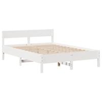 Bedframe zonder matras massief grenenhout wit 150x200 cm - thumbnail