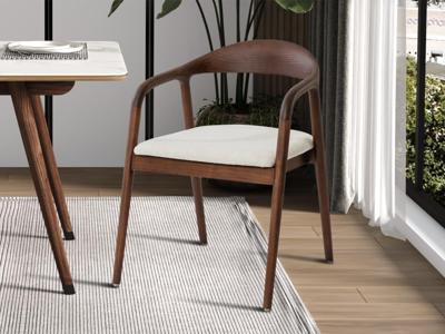 Stoel GAMBAS massief essenhout walnoot/beige stof Stoel GAMBAS massief essenhout walnoot/beige stof