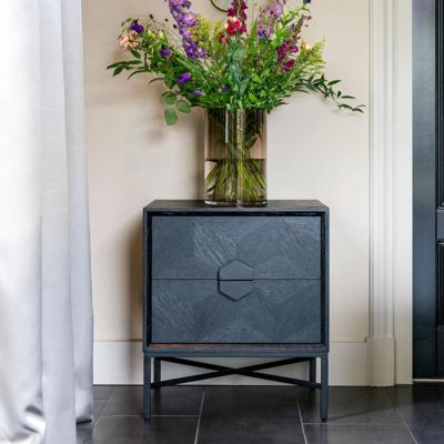 Richmond Nachtkastje 'Blax' Eikenhout en staal, kleur zwart Richmond Nachtkastje 'Blax' Eikenhout en staal, kleur zwart