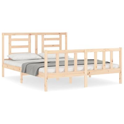 Bedframe met hoofdbord massief hout