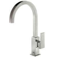 Wastafelmengkraan Tres Cuadro Exclusive 1-Hendel Uitloop Gebogen 24 cm Vierkant RVS Tres - thumbnail