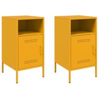 Nachtkastjes 2 st 36x39x68 cm koudgewalst staal mosterdgeel - thumbnail