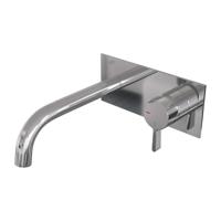 Brauer Chrome Edition Inbouw Wastafelmengkraan met Gebogen Uitloop en Afdekplaat Model E1 Chroom - thumbnail