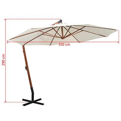 VidaXL Zweefparasol met houten paal 350 cm wit VidaXL Zweefparasol met houten paal 350 cm wit