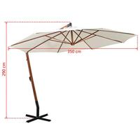 VidaXL Zweefparasol met houten paal 350 cm wit - thumbnail