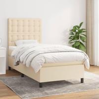 Boxspring met matras stof crèmekleurig 90x200 cm - thumbnail