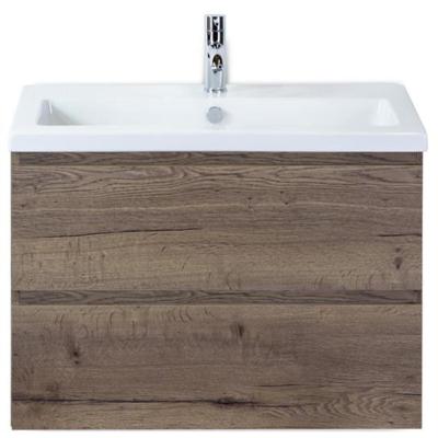 Vogue Badmeubelset 80 cm - Greeplijst in Kleur - Tabacco - Keramische Wastafel Wit 1 Kraangat