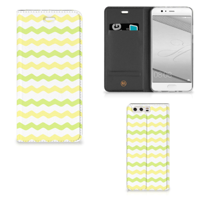 Huawei P10 Plus | Hoesje met Magneet | Waves Yellow Huawei P10 Plus | Hoesje met Magneet | Waves Yellow