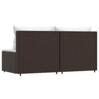 Tuinmiddenbanken met kussens 2 st poly rattan bruin - thumbnail