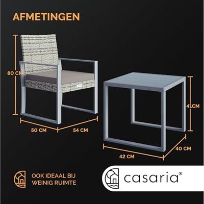 Polyrotan Balkonset Tuinset 3-delig Grijs