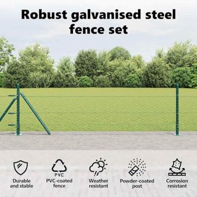 VidaXL Afrasteringspaal groen 10 x 0,4 m (36 mm gaas) staal en pvc VidaXL Afrasteringspaal groen 10 x 0,4 m (36 mm gaas) staal en pvc