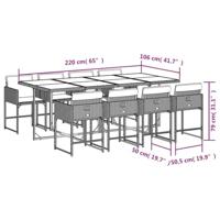 9-delige Tuinset met kussens poly rattan grijs - thumbnail