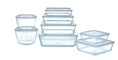 Set van 8 bewaarschalen - PYREX - Cook & Freeze - Glas - Rechthoekig - Speciaal vriesdeksel Set van 8 bewaarschalen - PYREX - Cook & Freeze - Glas - Rechthoekig - Speciaal vriesdeksel