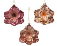 Kerstbal bloem glas l10b4.5h10cm ass3 - thumbnail