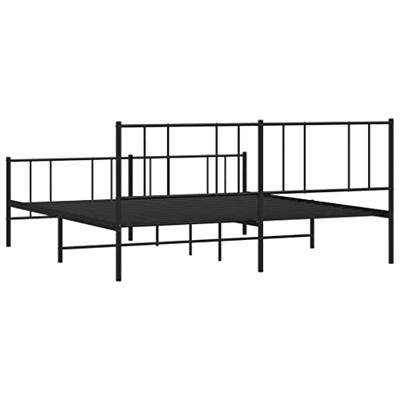Bedframe met hoofd- en voeteneinde metaal zwart 200x200 cm - thumbnail