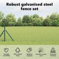 VidaXL Hek met paal groen 0,8 x 25 m staal - thumbnail