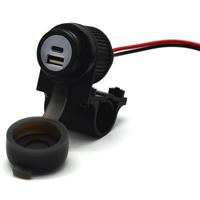 Albrecht Motorrad Duo USB A+C Steckdose QC3.0 12-24 Volt Motorfiets Duo USB A+C stopcontact QC3.0 12-24 volt Stroombelasting (max.): 2 A Dubbel USB-stopcontact - thumbnail