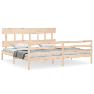 Bedframe met hoofdbord massief hout 200x200 cm