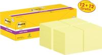 Post-it super Sticky notes, 90 vel, ft 76 x 76 mm, geel, pak van 12 blokken + 12 gratis - thumbnail